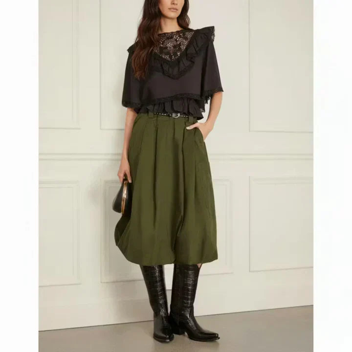 Embroidered Frill Blouse