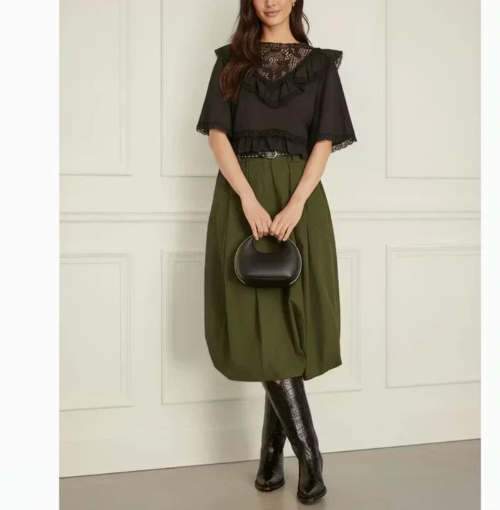 Embroidered Frill Blouse