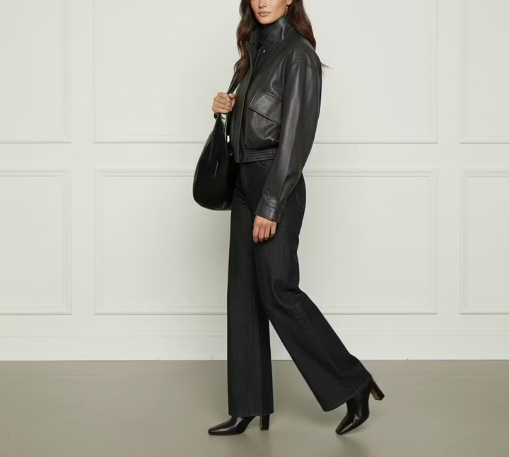 Faux Leather Bomber