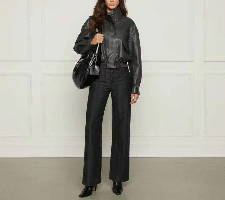 Faux Leather Bomber