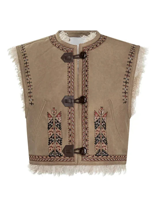 Embroidered Fleece Vest