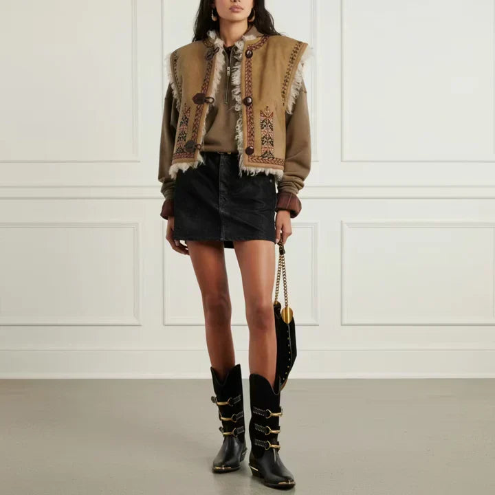Embroidered Fleece Vest