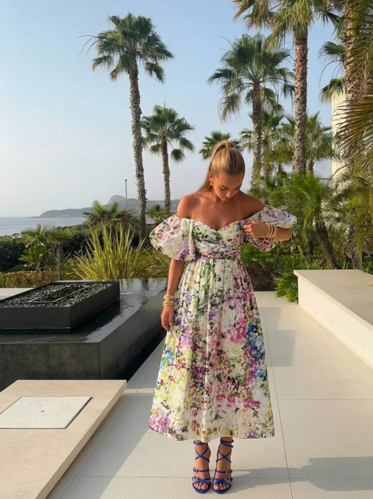 Floral Off Shoulder Midi