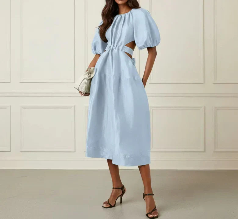 Linen Cut Out Midi