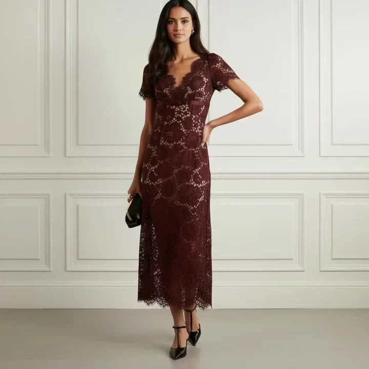 Burgundy Lace Midi