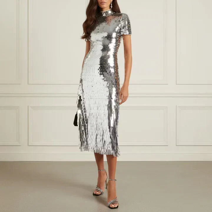 Silver Sequin Midi