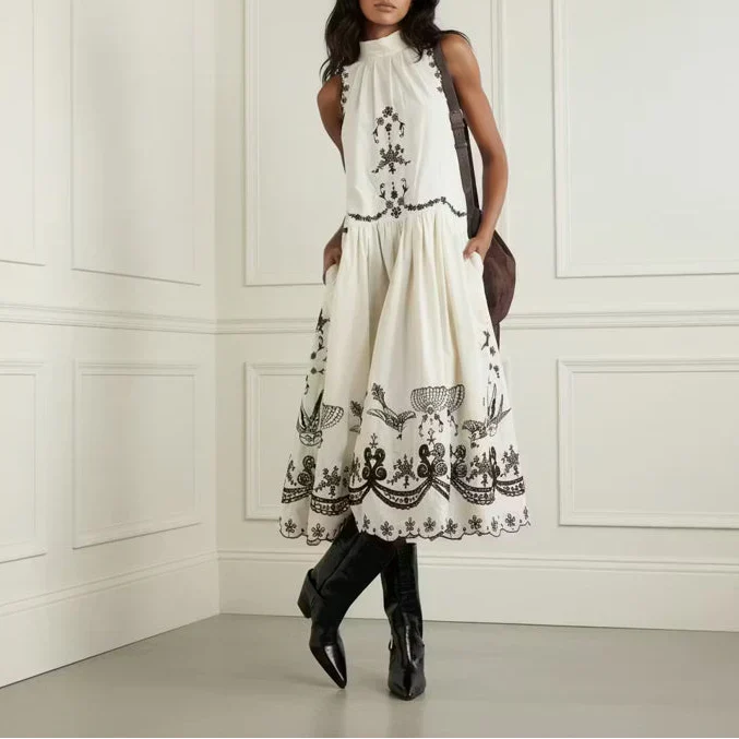 Cotton Embroidered Midi