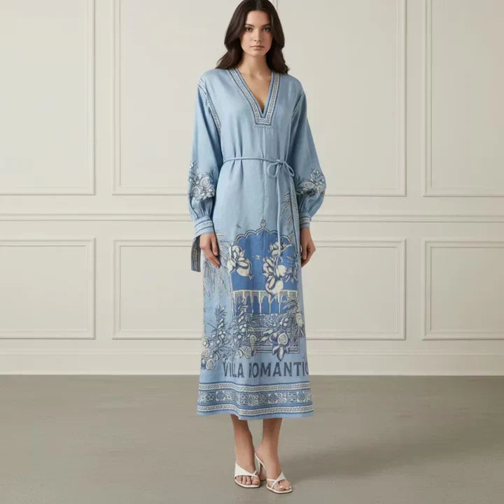 Linen Print Midi