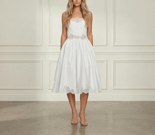 White Embroidered Midi