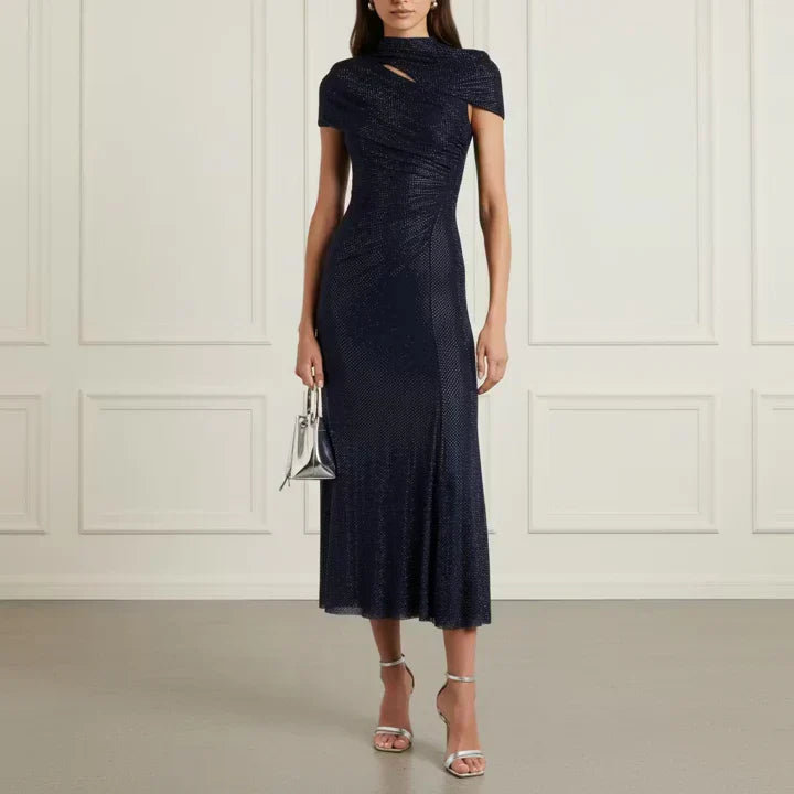 Navy Rhinestone Midi
