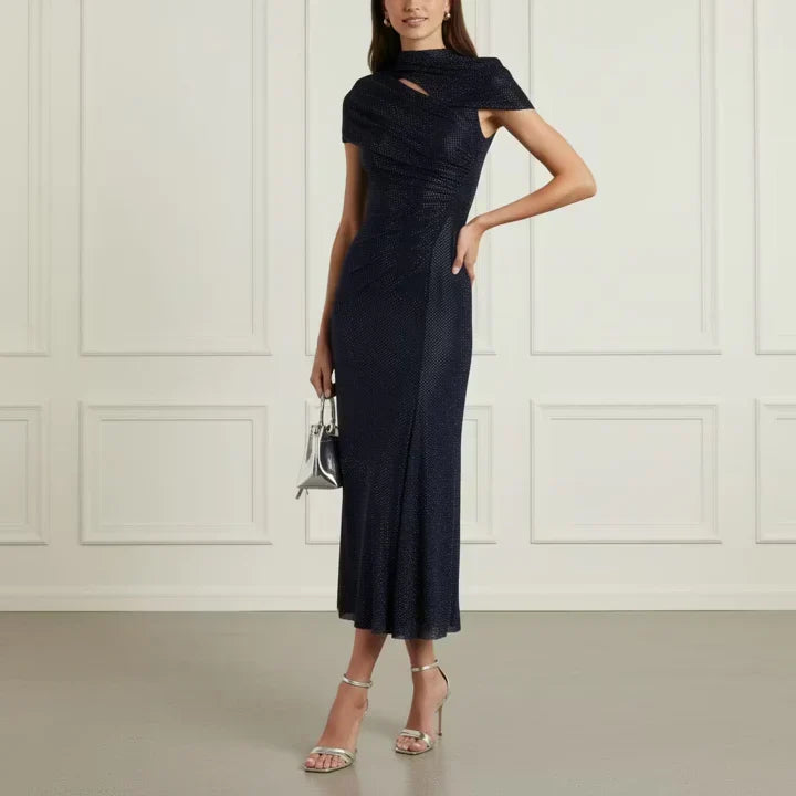 Navy Rhinestone Midi