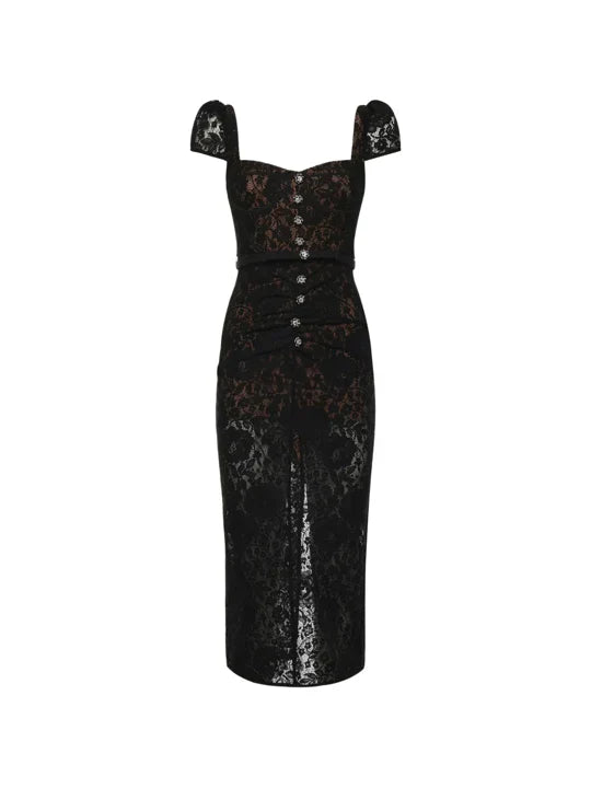 Lace Belted Midi