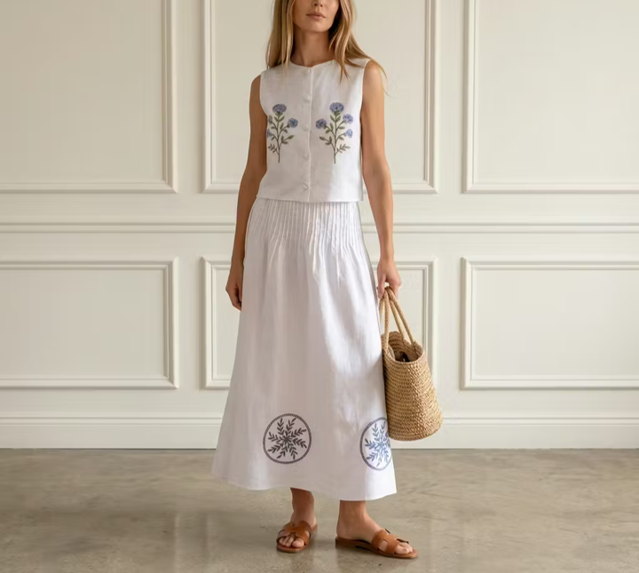 Embroidered Vest Skirt