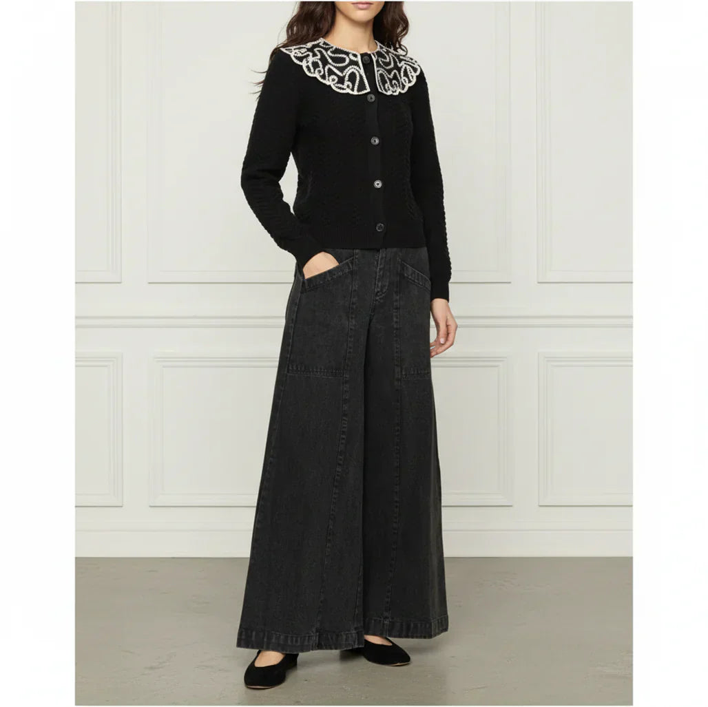 Embroidered Collar Cardigan
