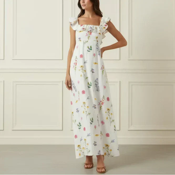 Linen Print Midi