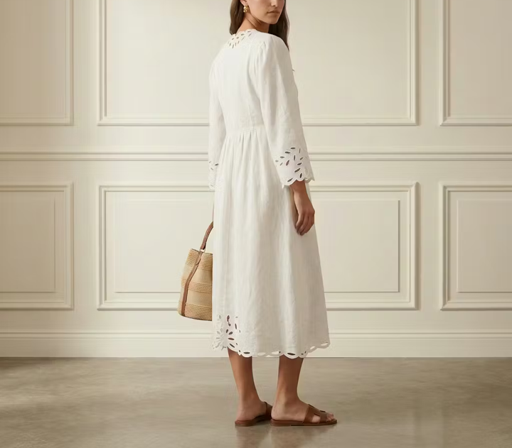 Embroidered Flare Midi