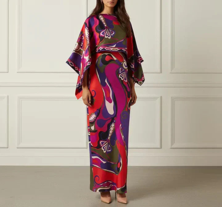 Silk Print Cape / Dress