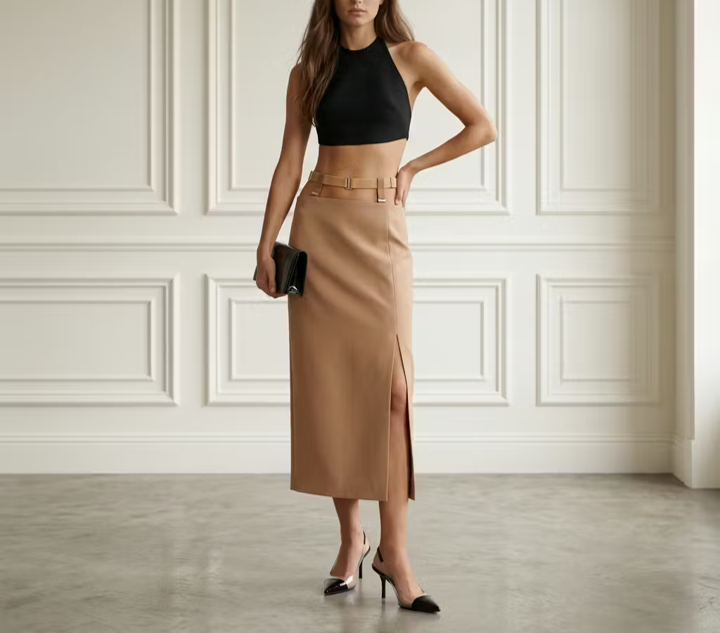 Buckle Midi Skirt