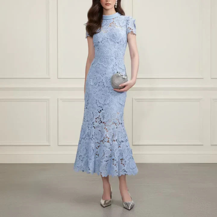 Floral Lace Collar Midi