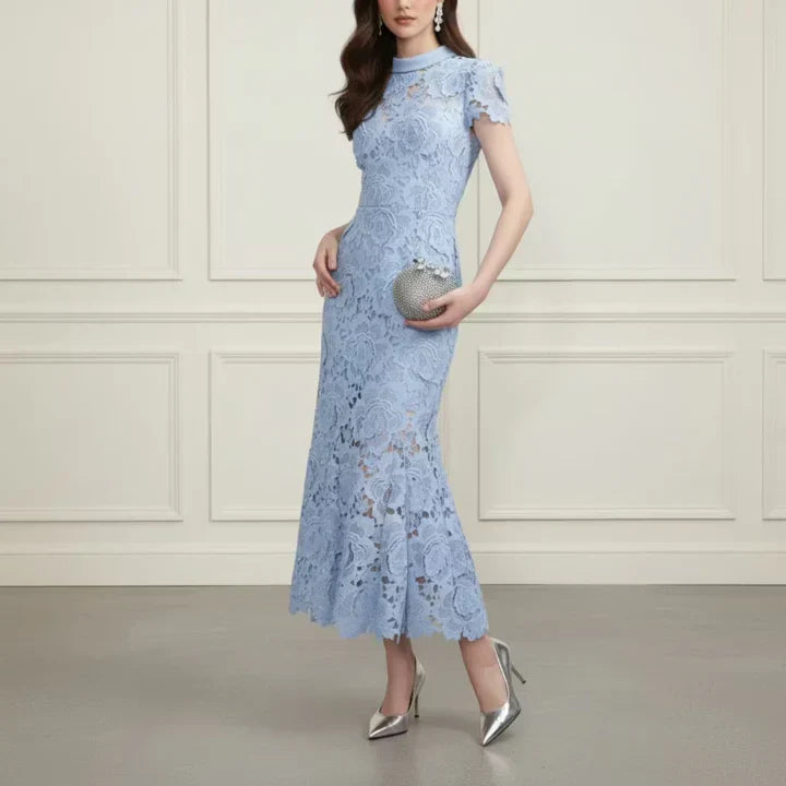 Floral Lace Collar Midi