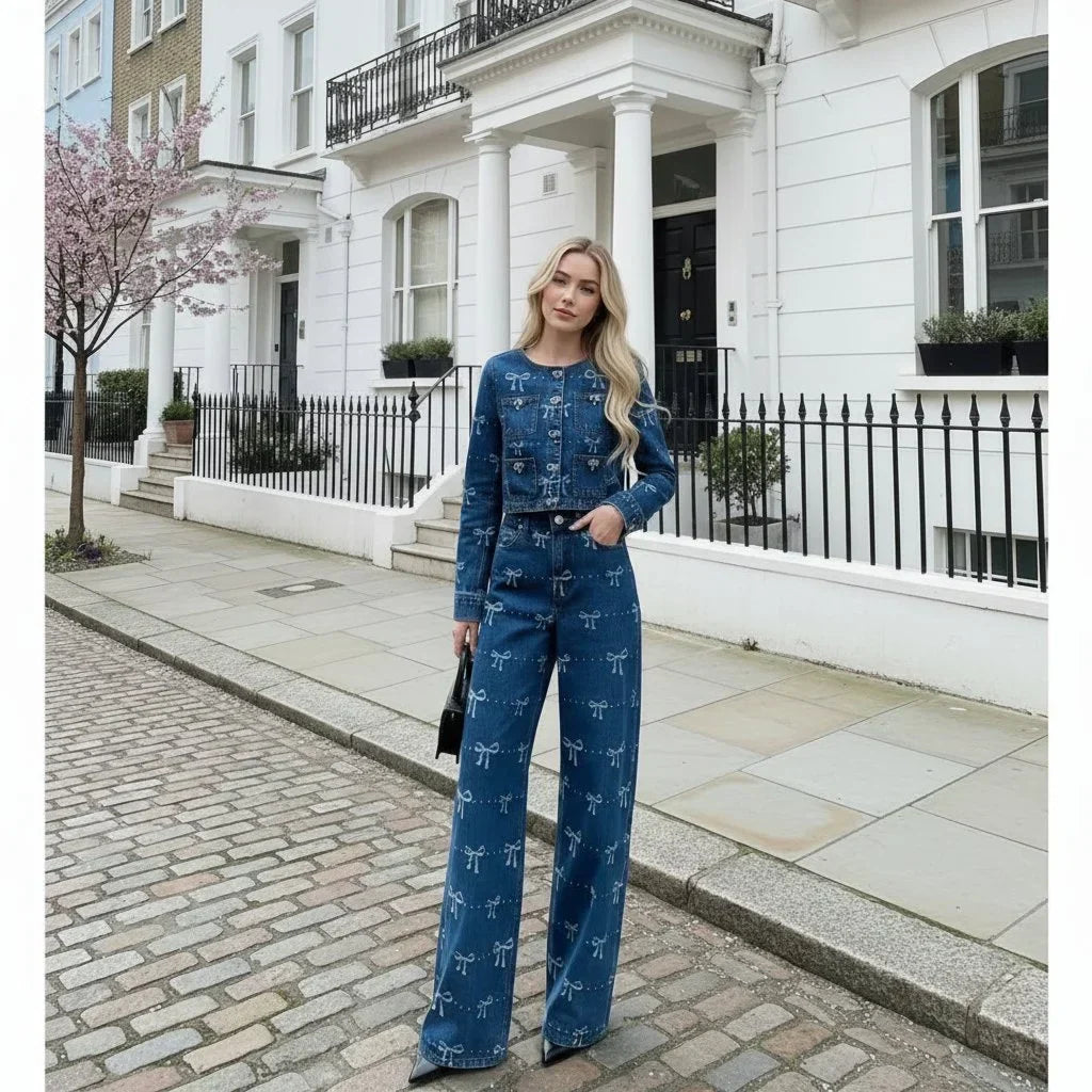 Denim Bow Set