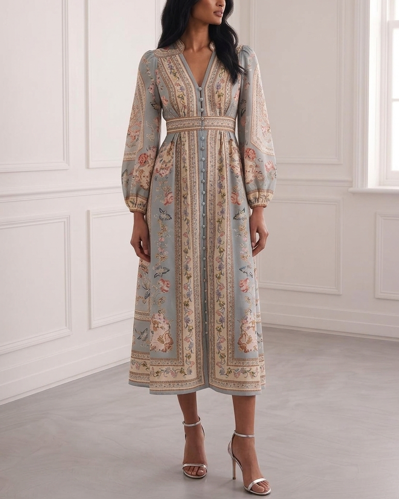 Plunge Print Midi