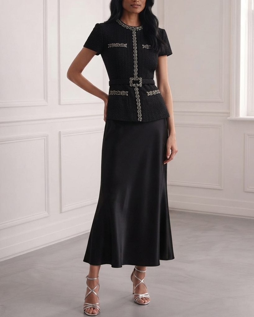Black Belted Midi