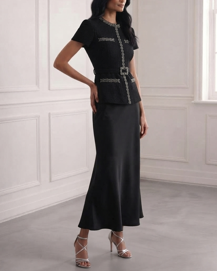 Black Belted Midi