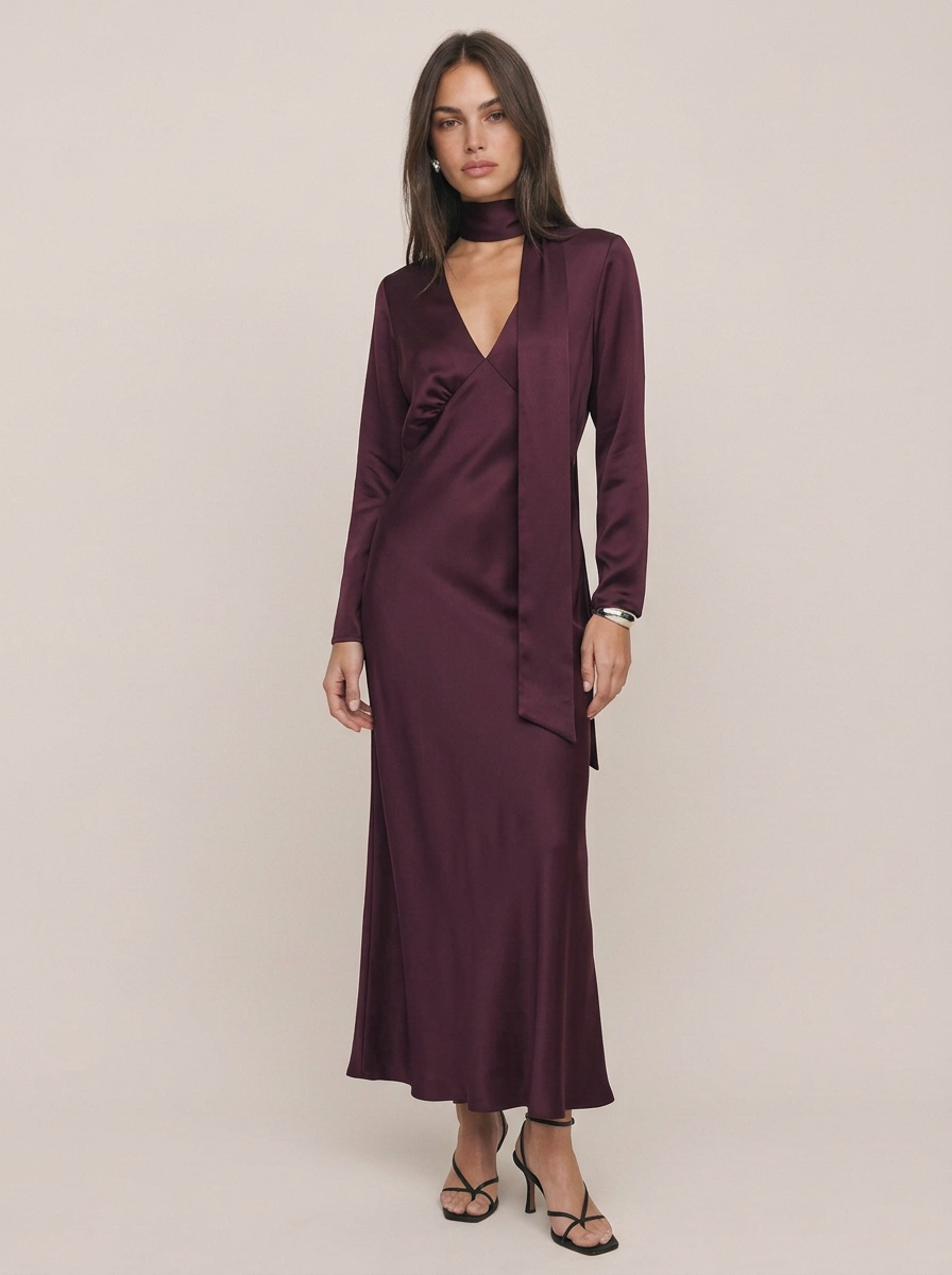 Burdgundy Shawl Midi