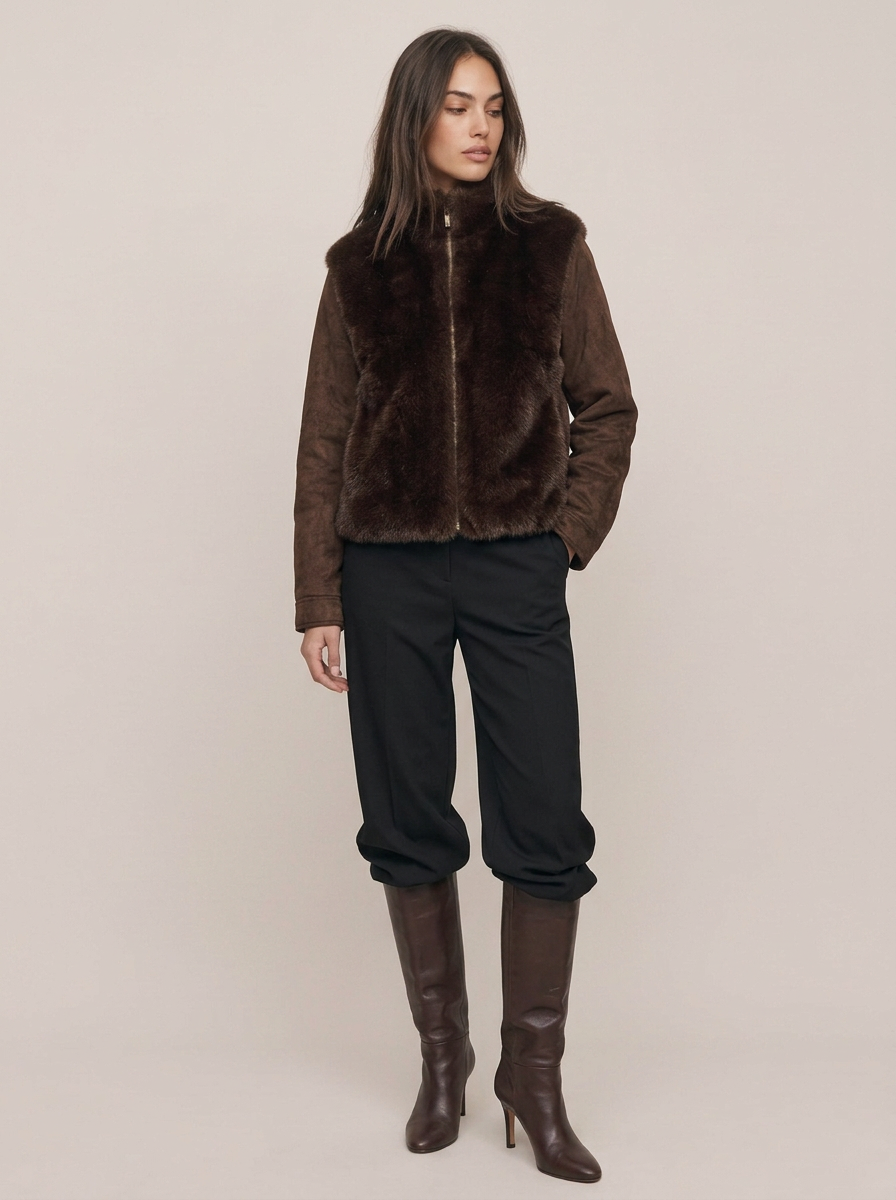 Faux Fur Contrast Jacket