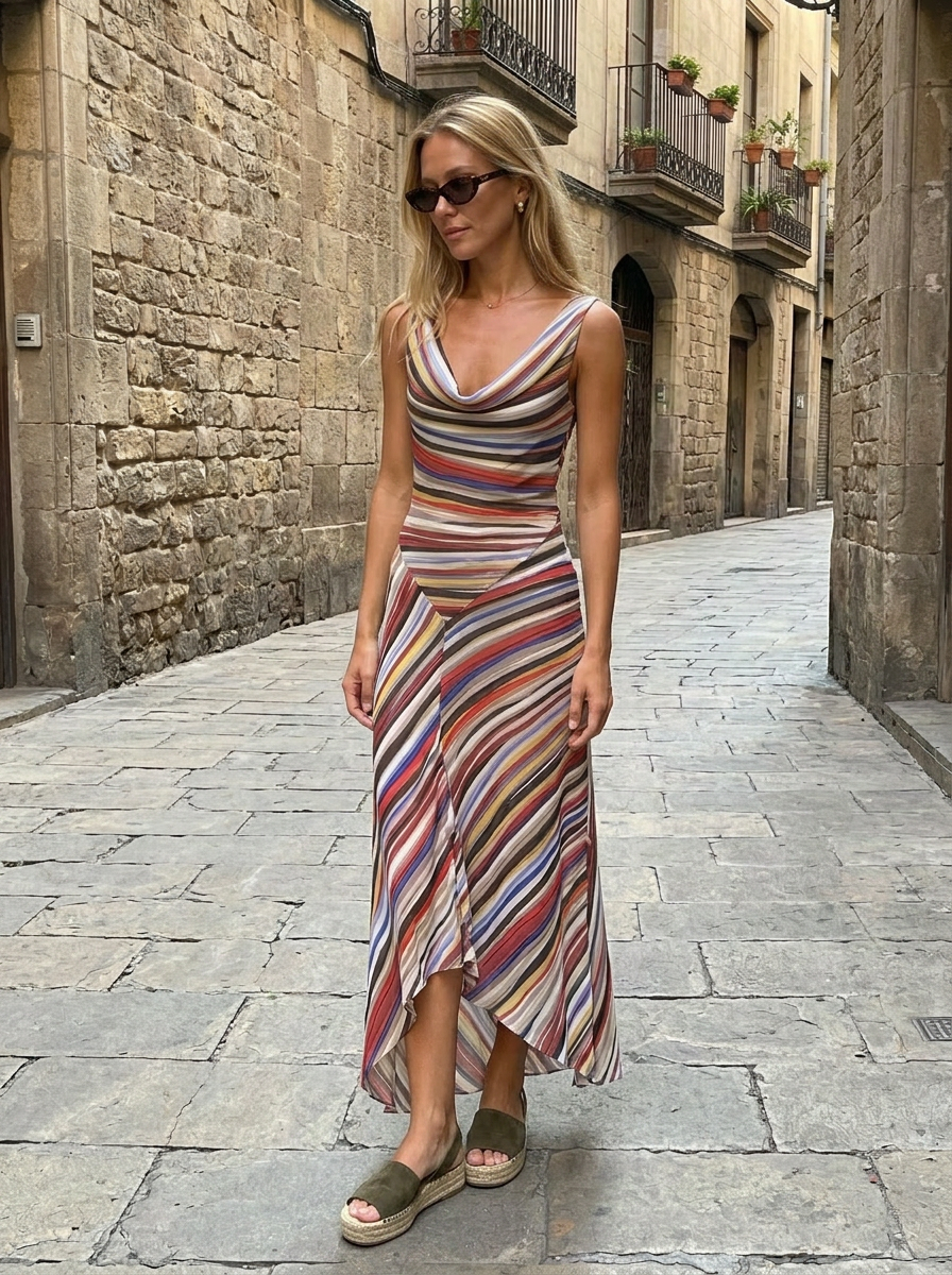 Silk Striped Midi