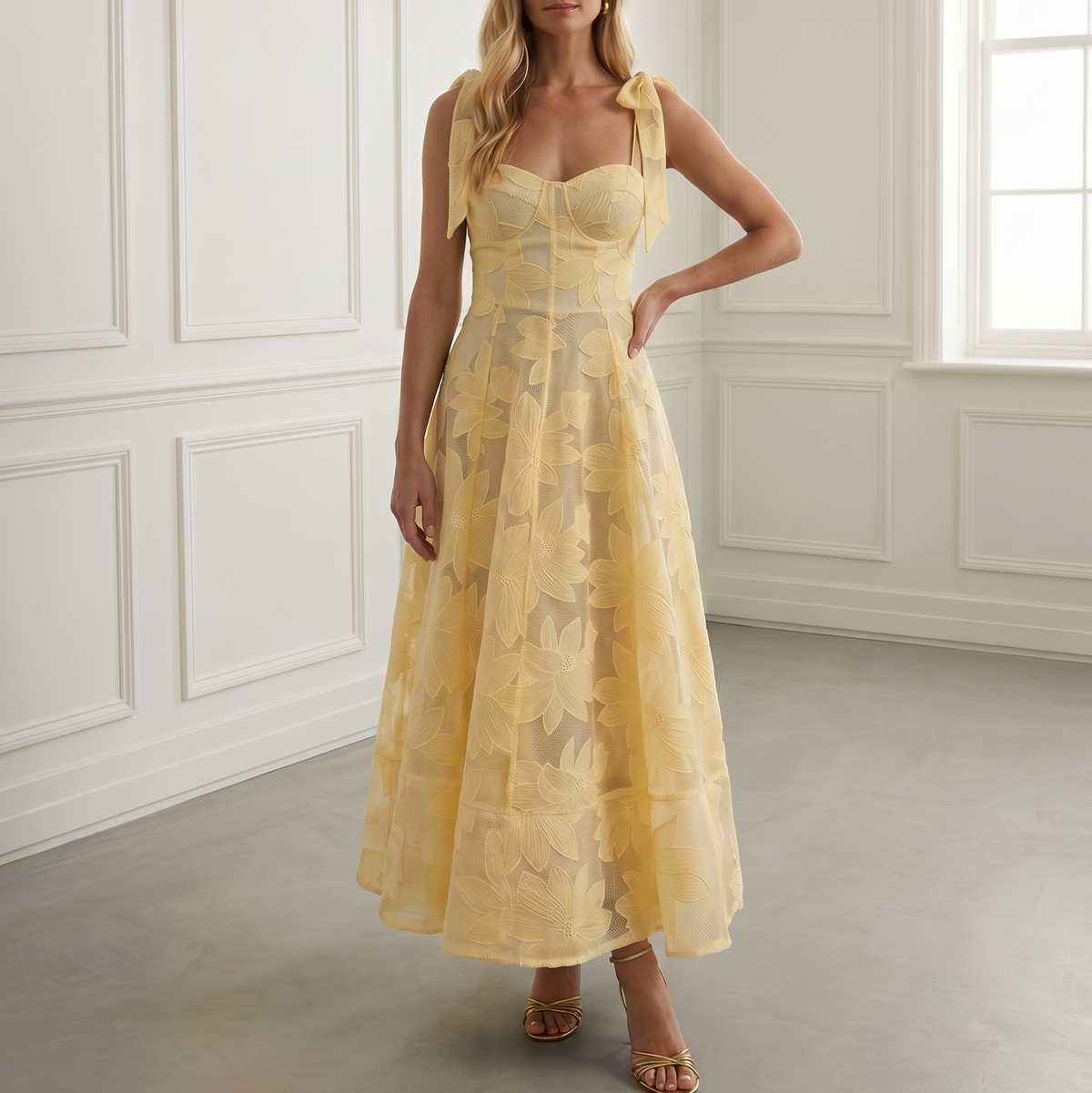 Floral Applique Midi