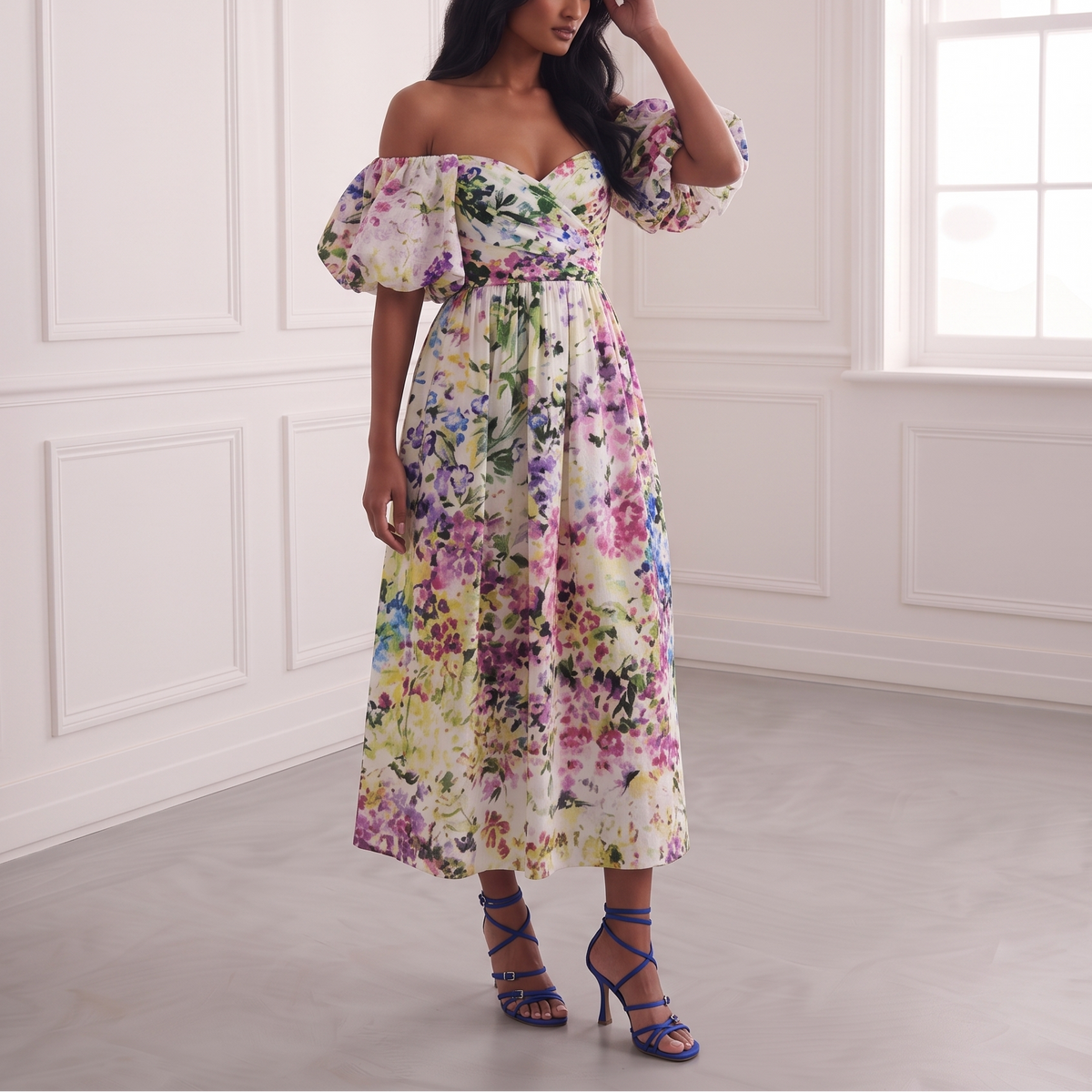 Floral Off Shoulder Midi