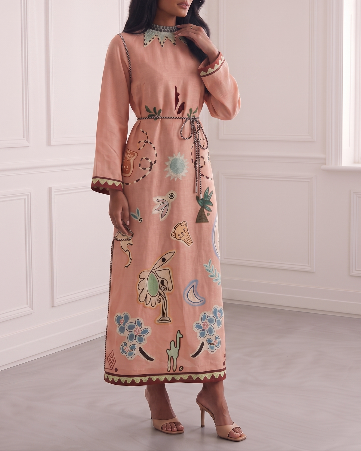 Printed Belted Midi