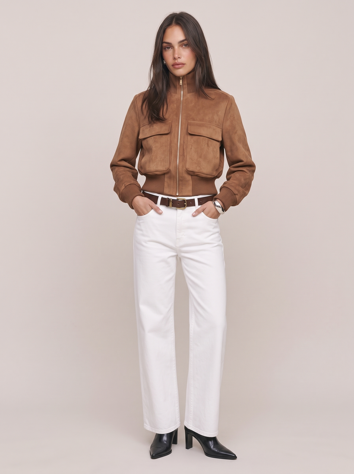 Faux Suede Bomber