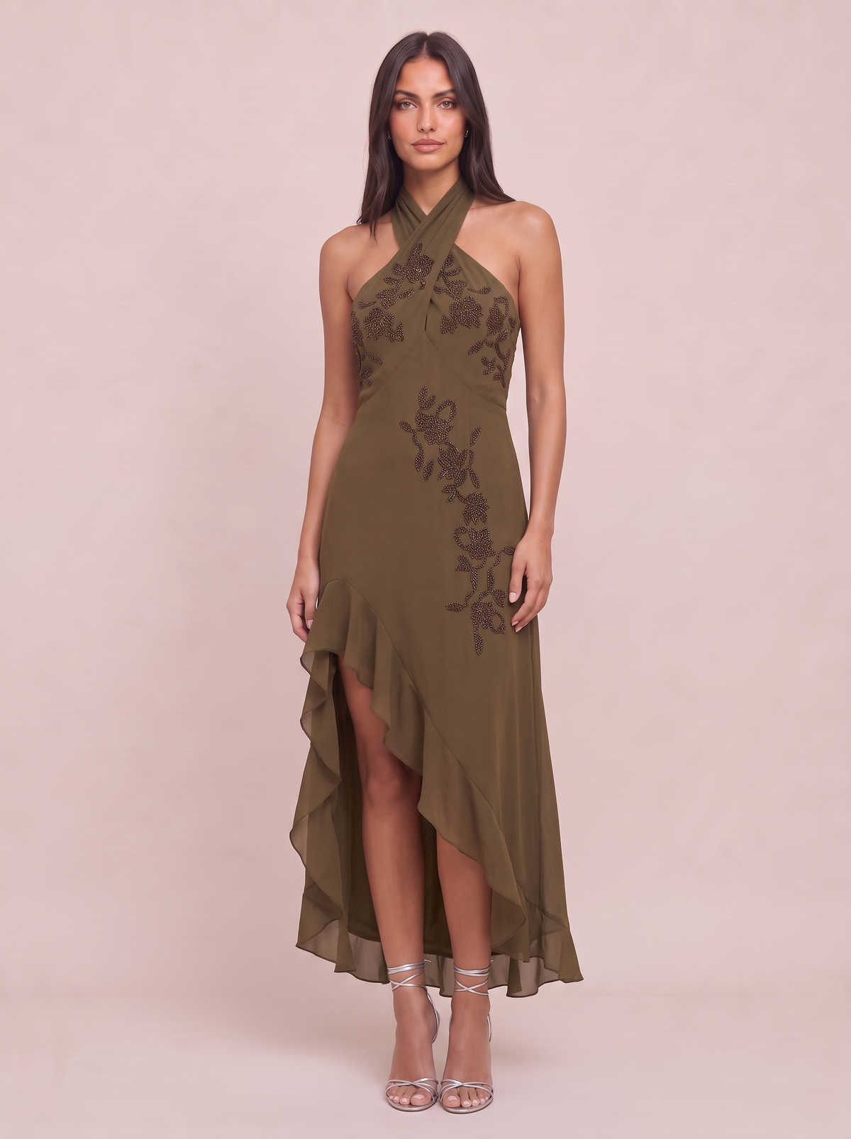 Ruffle Halter Midi