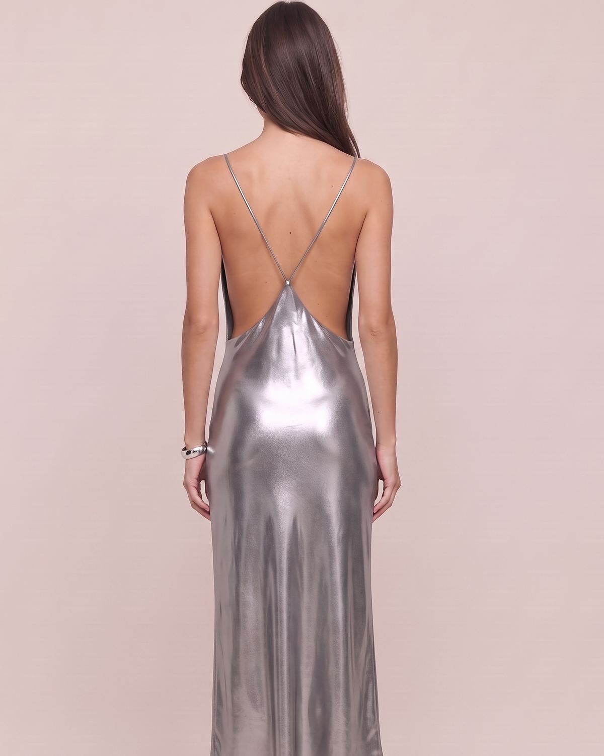 Metallic Cowl Midi