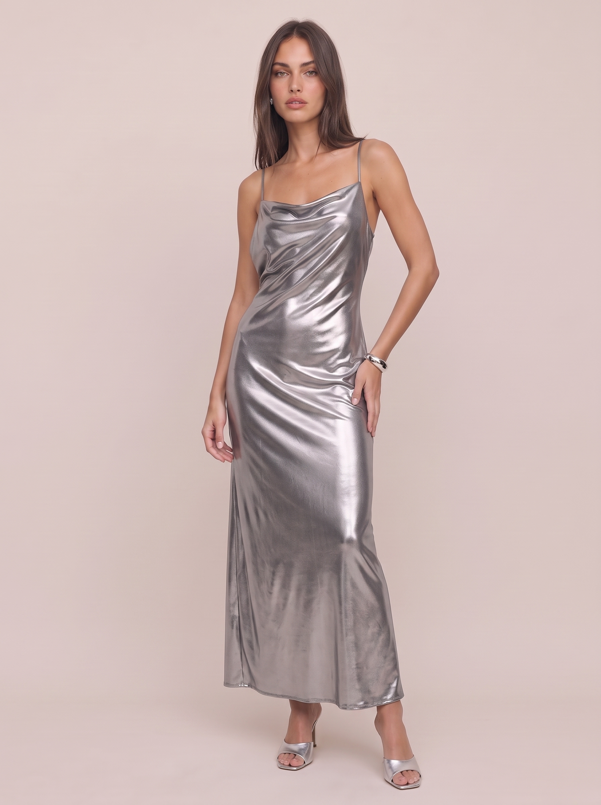 Metallic Cowl Midi