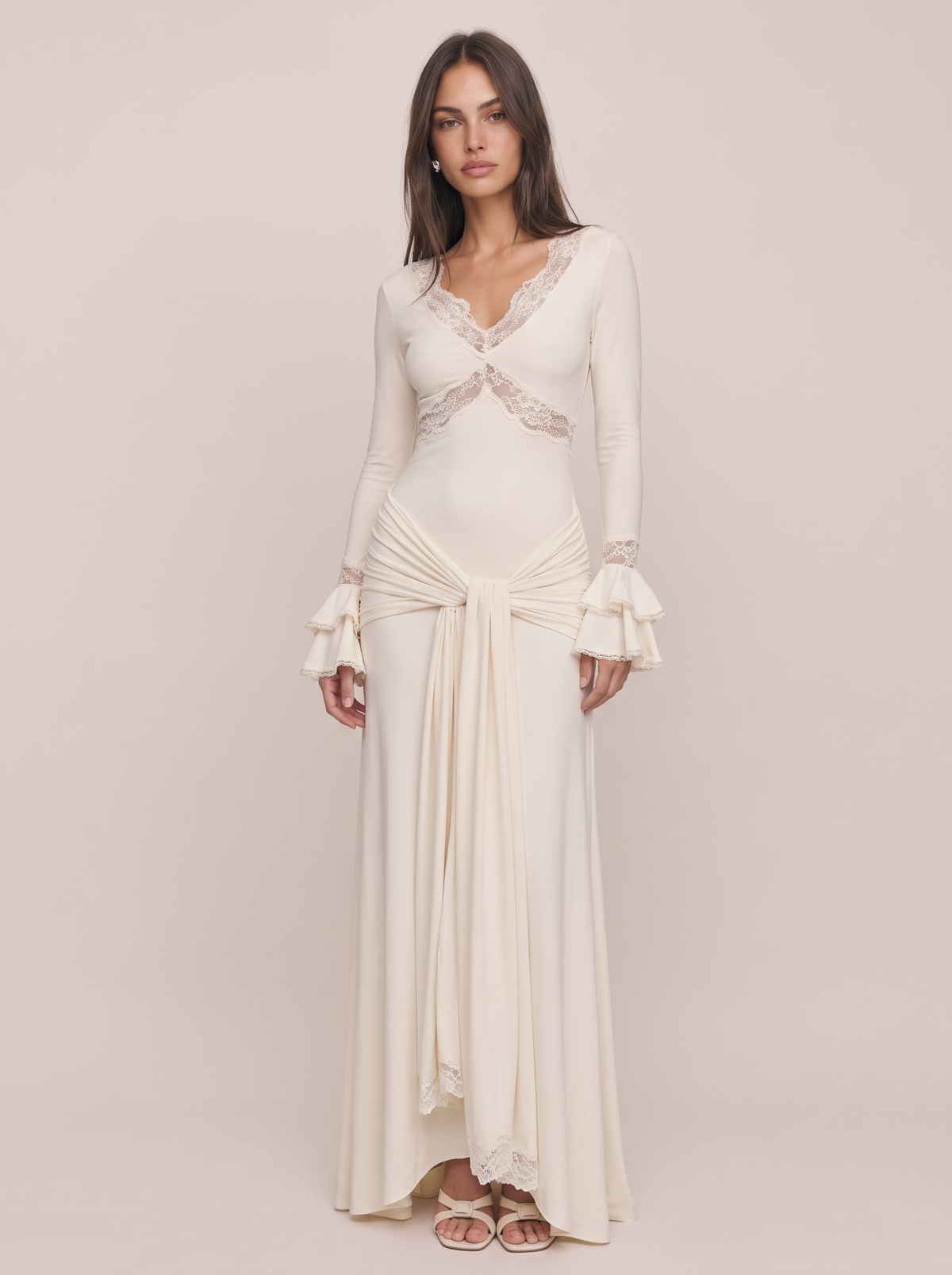 Ruched Lace Maxi