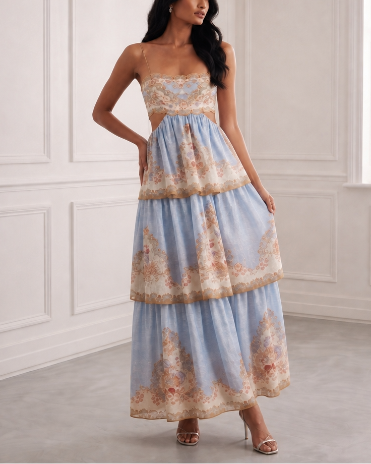 Tiered Print Midi