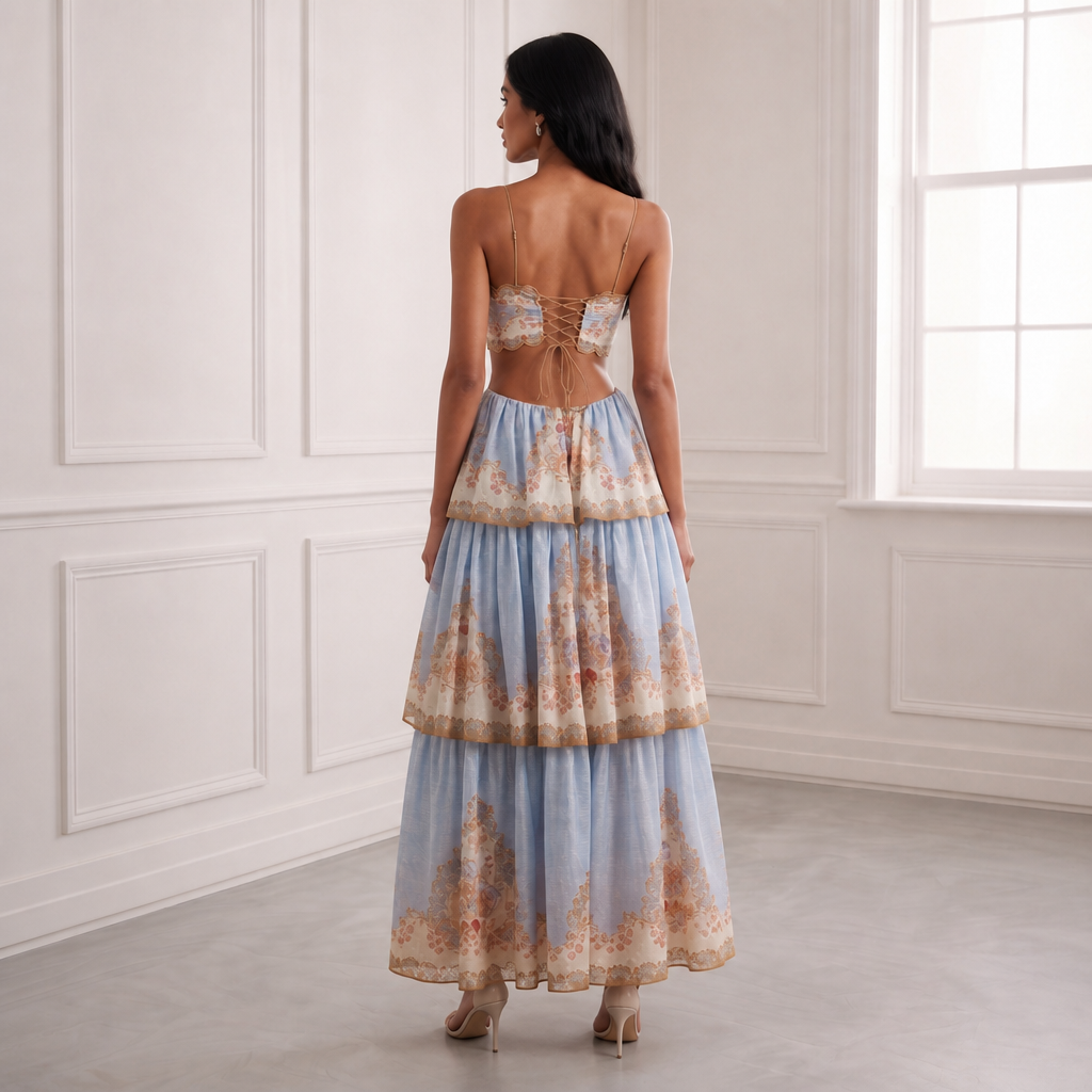 Tiered Print Midi