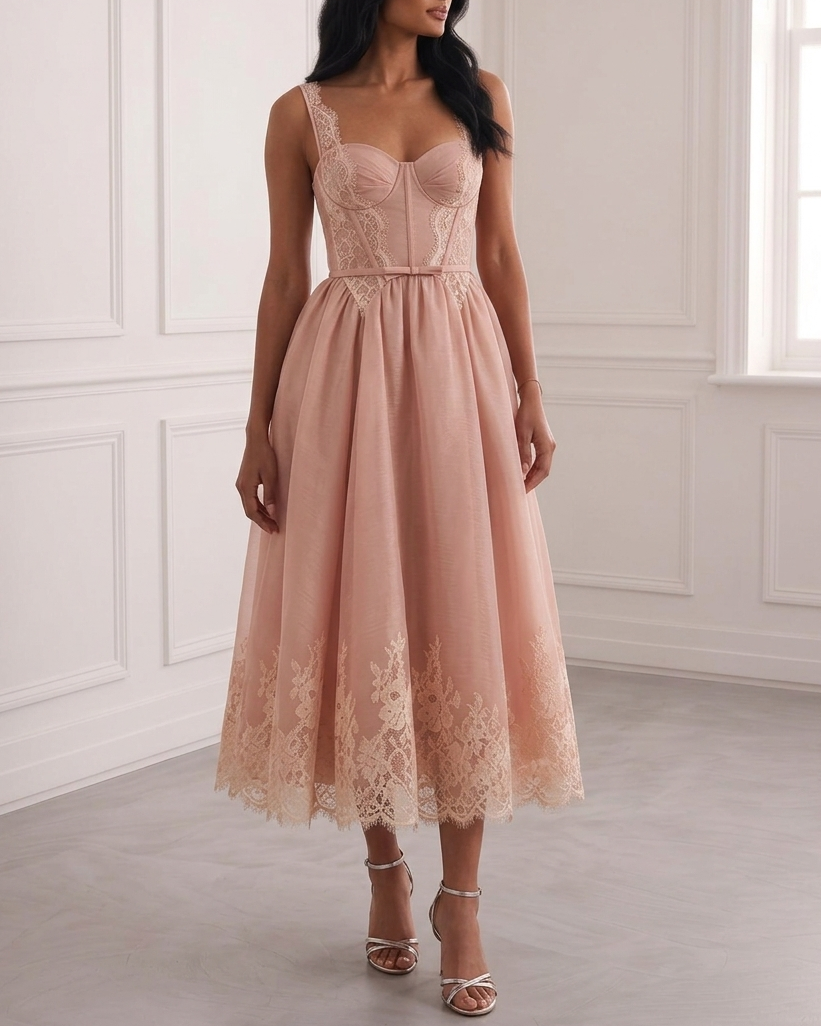 Lace Embroidered Midi