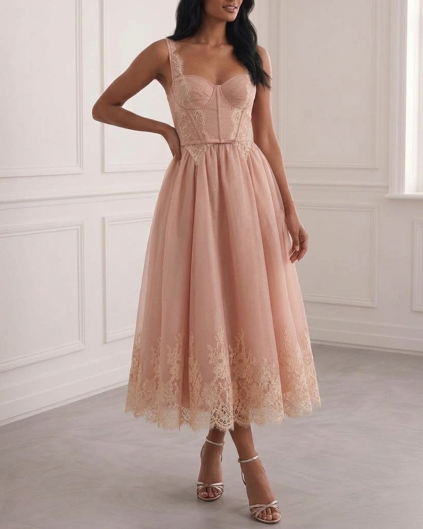 Lace Embroidered Midi