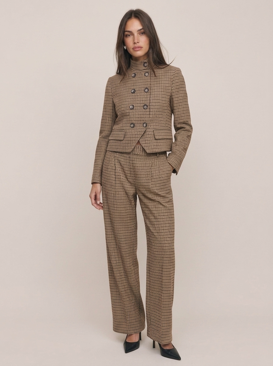 Houndstooth Double Breasted Blazer