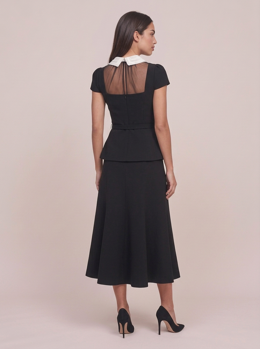 Collared Peplum Midi